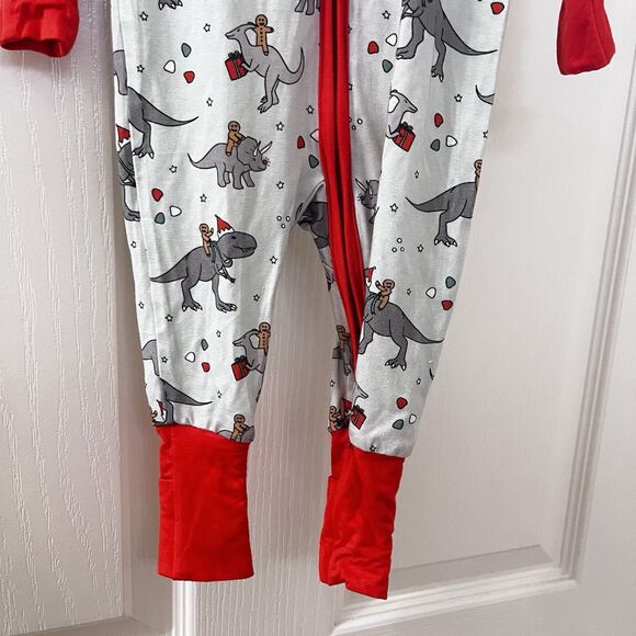 Sunshine Luckies Christmas Dinosaurs Gingerbead Men Bamboo Zippy 0-3 Months - Picture 4 of 12